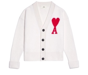 Buy Ami Paris AMI de Coeur Oversize Intarsia Cardigan Off White Red at Sasom – Authentic and Ready to Ship