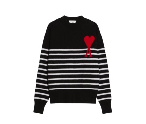 Buy Ami Paris AMI de Coeur Striped Sweater Black White at Sasom – Authentic and Ready to Ship