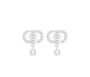 Buy Dior Petit CD Earrings Silver Crystal White at Sasom – Authentic and Ready to Ship