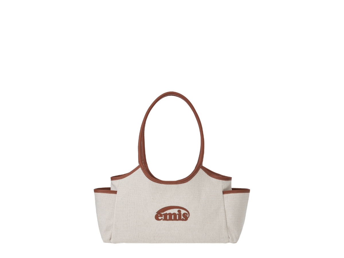 ☆EMIS☆ CANVAS LEATHER SHOULDER BAGBROWN m1037_1334769 Buy Emis Canvas Leather Shoulder Bag Brown | SASOM