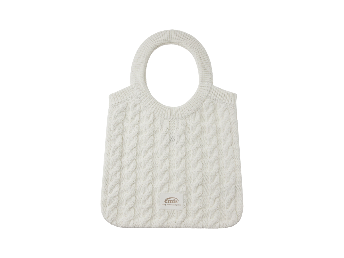 【EMIS】CABLE COTTON KNIT BAG-WHITE CABLE COTTON KNIT BAG-WHITE - EMIS