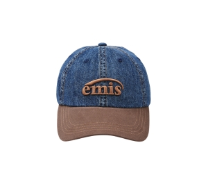 Emis Washed Denim Ball Cap Blue Brown