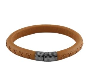 Buy Ermenegildo Zegna Leather Sterling Silver Logo Bracelet at Sasom – Authentic and Ready to Ship