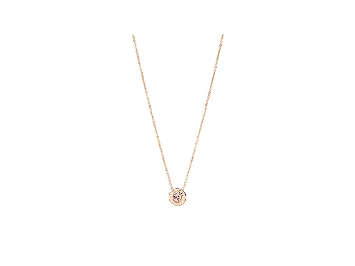Coach Open Circle Stone Necklace Rose Gold