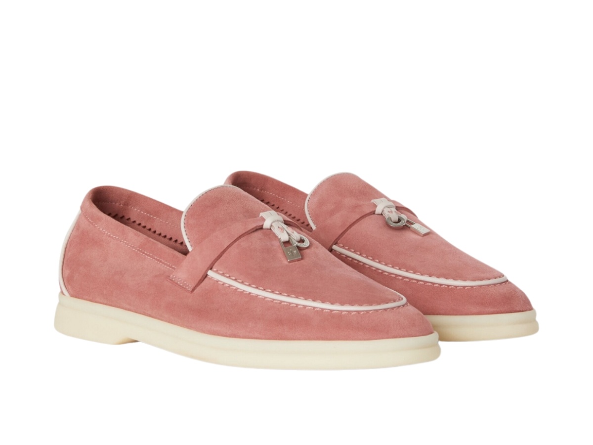 Loro Piana Summer Charms Walk Loafer In Suede Ancient Blush (W)