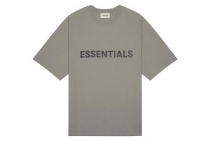 Fear Of God Essentials 3D Silicon Applique Boxy T-Shirt Cement