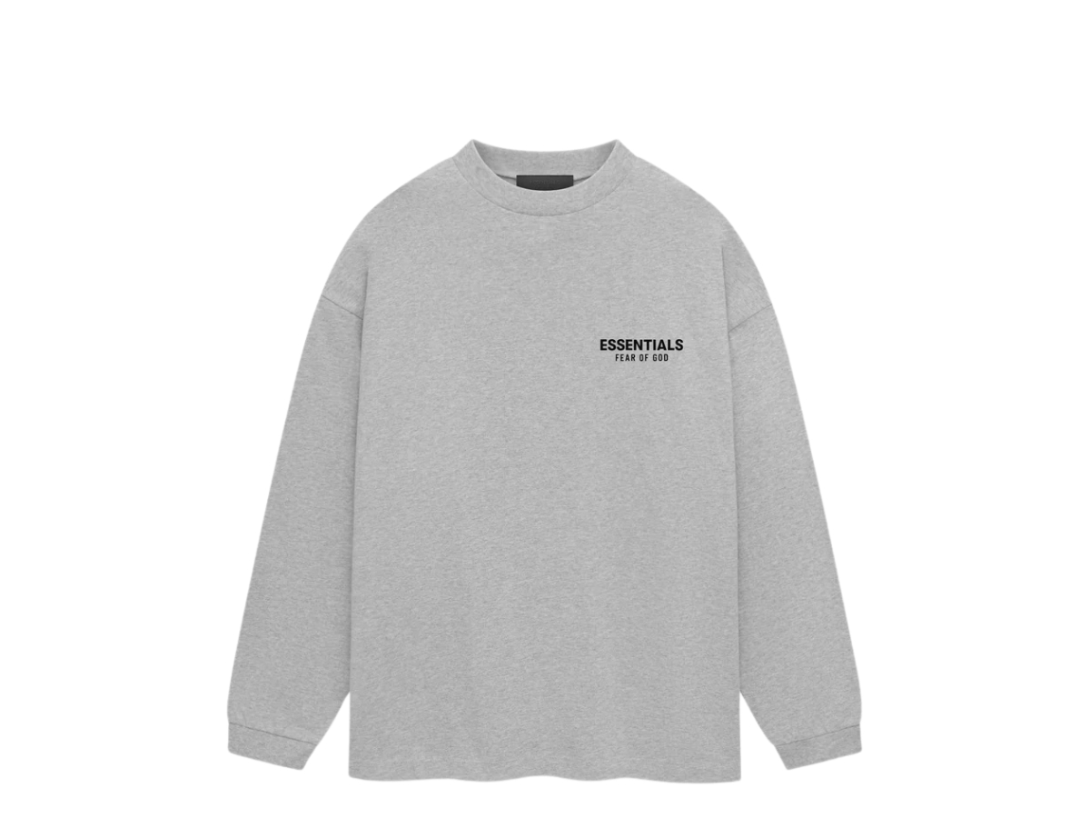 ★23AW 最新作★FEAR OF GOD ESSENTIALS Gray Long Sleeve Polo Fear of God Essentials Longsleeve Polo Light Heather Grey