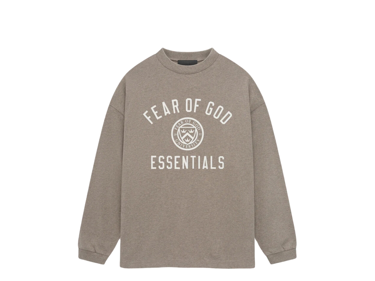 ★23AW 最新作★FEAR OF GOD ESSENTIALS Gray Long Sleeve Polo Buy Fear of God Essentials Long-Sleeve Polo 'Light Heather