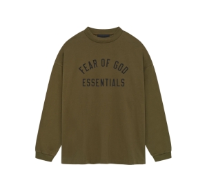 Buy Fear of God Essentials Jersey Long Sleeve Tee Olive (FW24) at Sasom – Authentic and Ready to Ship