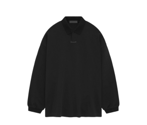 Buy Fear of God Essentials Pique Long Sleeve Polo Black (FW24) at Sasom – Authentic and Ready to Ship
