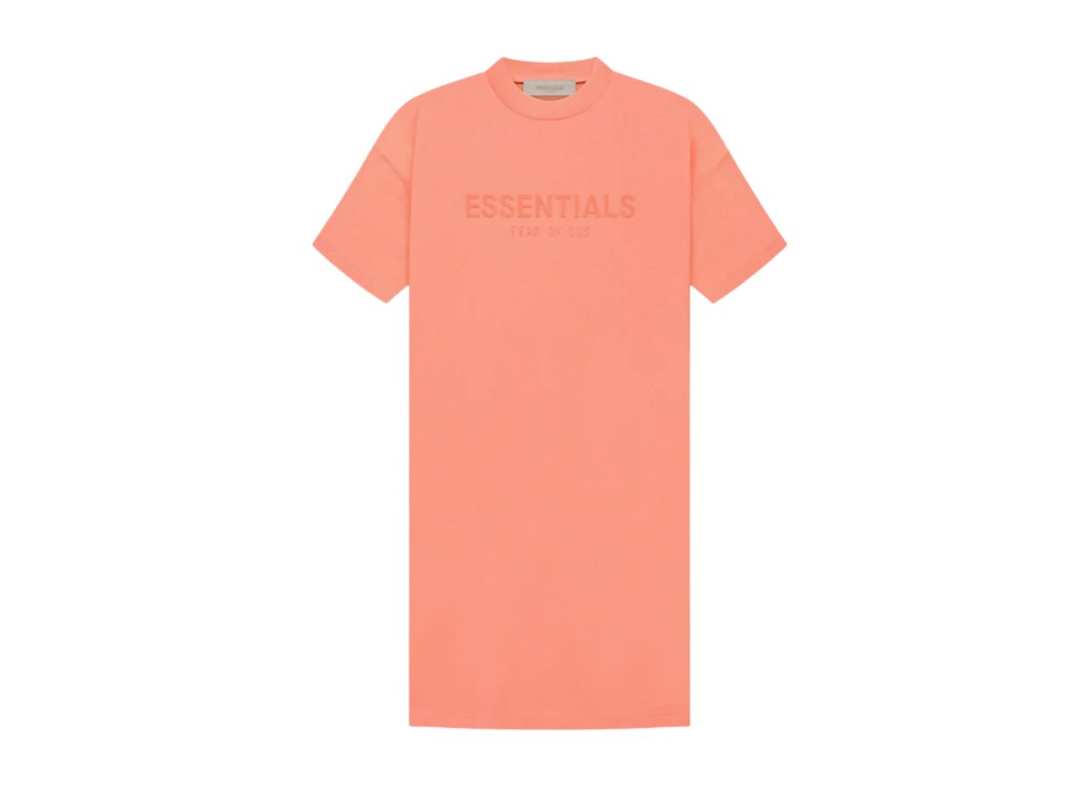 SASOM เสื้อผ้า Fear of God Essentials Women's Tshirt Dress Coral