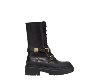 FENDI BLACK bikerブーツ FENDI フェンディ／豹柄ショートブーツ ／37