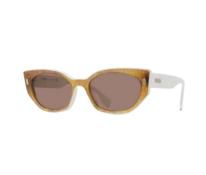Fendi FE40018I Sunglasses In Cream Frame With Brown Lens Tortoise