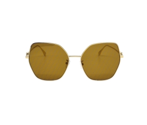 Fendi FE40033U Sunglasses In Gold Frame Metal With Brown Lens