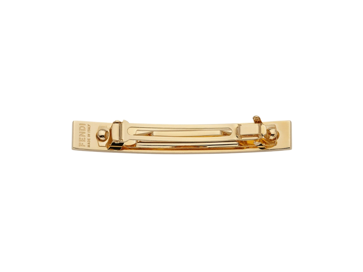 Fendi FF Hair Clip In Metal With Gold Finish Black