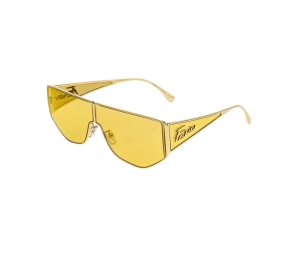 Fendi Shield Sunglasses In Gold  Metal Frame With Yellow Lens
