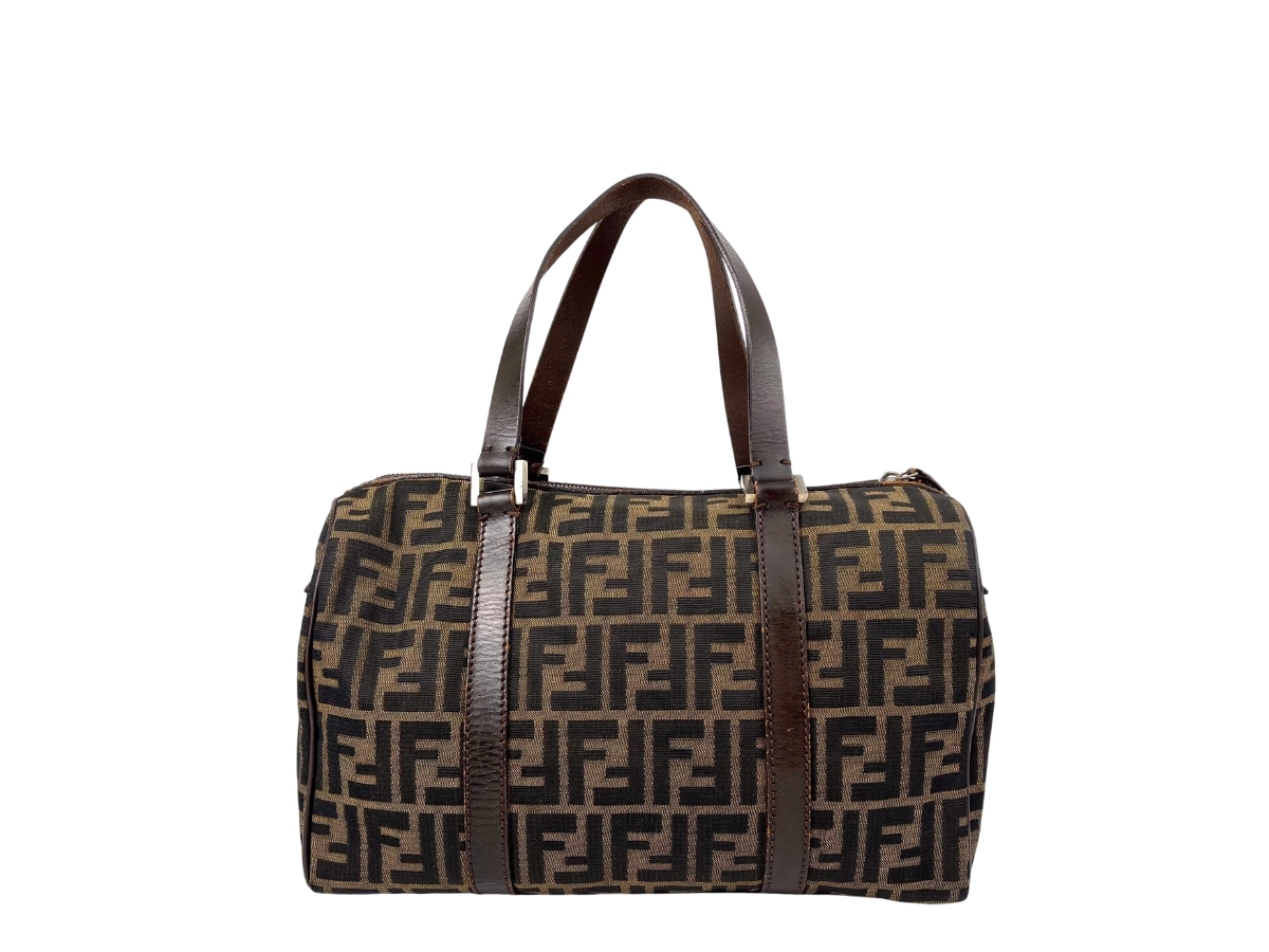 SASOM bags Fendi Zucca Boston Bag In Jacquard FF Canvas With Gold Hardware Brown Check the latest price now