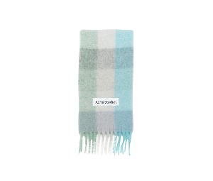 Buy Acne Studios Mohair Checked Scarf Turquoise Grey Mint Green at Sasom – Authentic and Ready to Ship