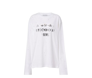 Buy Acne Studios Embellished Logo Cotton And Hemp Jersey T-shirt White at Sasom – Authentic and Ready to Ship
