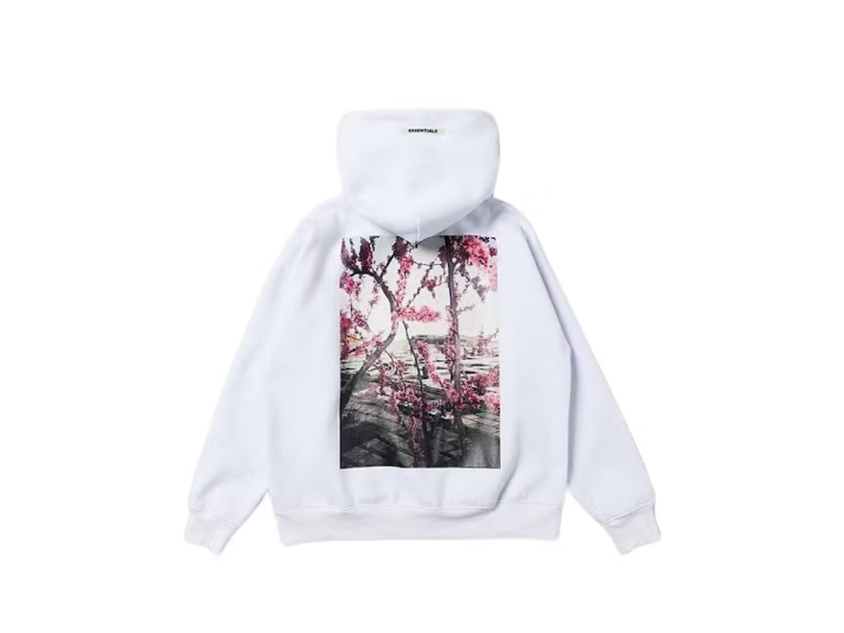 Fear of God Essentials Back Photo Floral Hoodie White