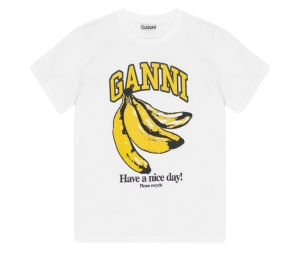 Ganni Banana Relaxed T-Shirt White
