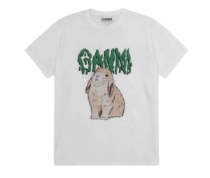 Buy Ganni Basic Cotton Jersey Bunny T-Shirt Bright White at Sasom – Authentic and Ready to Ship