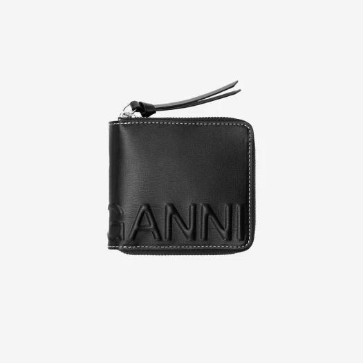 Buy Ganni Compact Zip Around Wallet Black at Sasom – Authentic and Ready to Ship