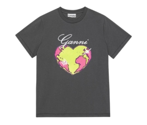 Buy Ganni Relaxed Heart T-Shirt Volcanic Ash at Sasom – Authentic and Ready to Ship