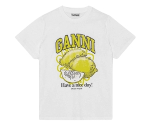 Ganni Relaxed Lemon T-Shirt Bright White