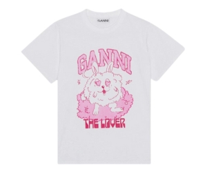 Ganni Relaxed Love Bunny T-Shirt Bright White