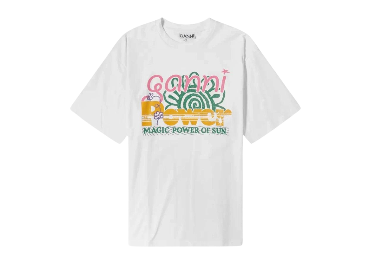 Ganni レディース Tシャツ T3790 SUN T-Shirt Bright GANNI Women's Sun T-Shirt in Bright White GANNI