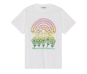 Ganni Relaxed Rainbow T-Shirt Bright White