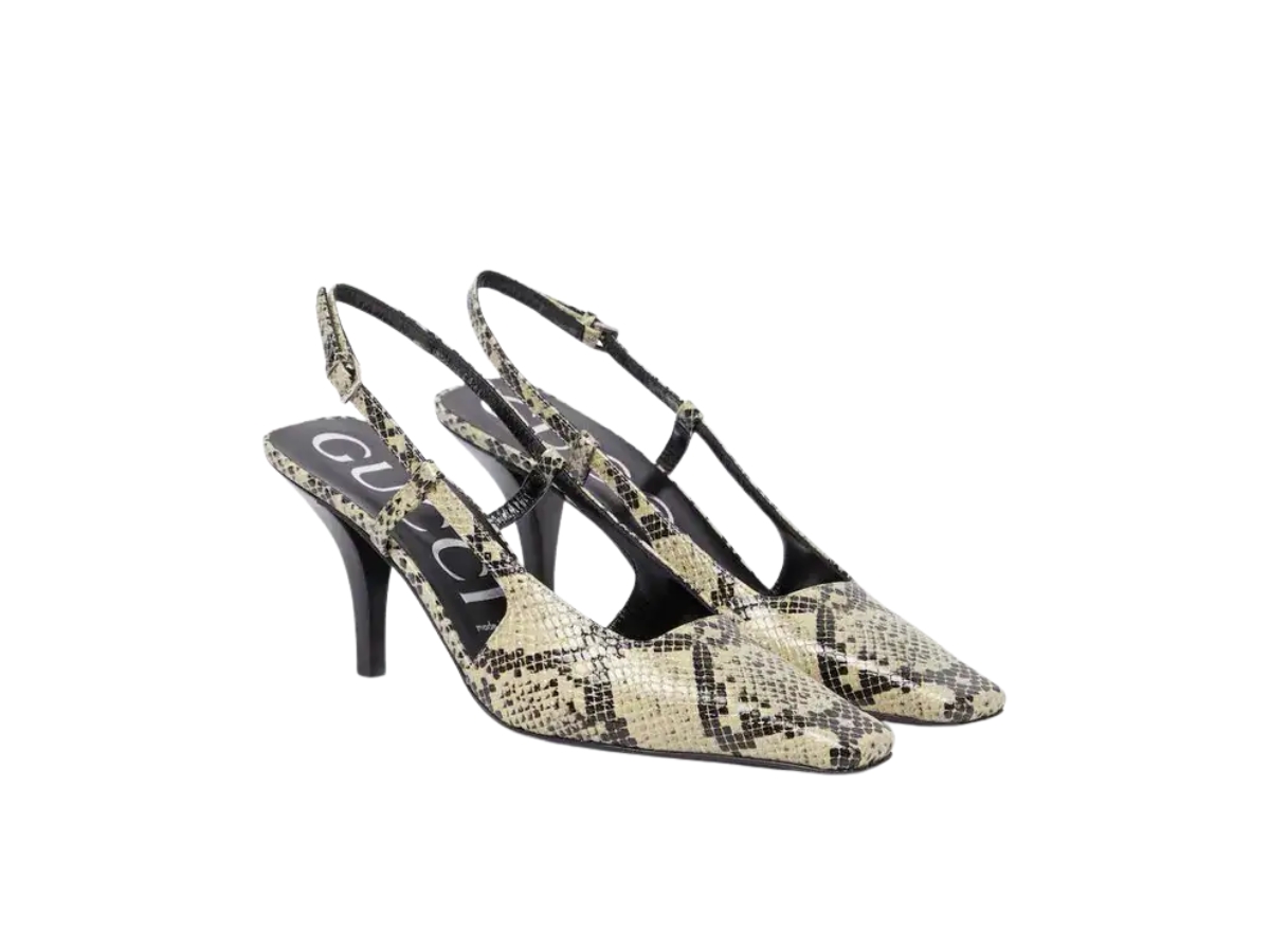 Gucci Gucci Python-Effect Slingback Pumps Black (Women's) - view 2