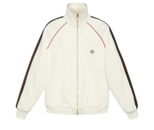Buy Gucci  Jersey Zip-Up Sweatshirt With Web Ivory Washed at Sasom – Authentic and Ready to Ship