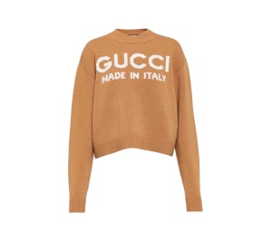 Buy Gucci Intarsia Cropped Wool Sweater Brown at Sasom – Authentic and Ready to Ship