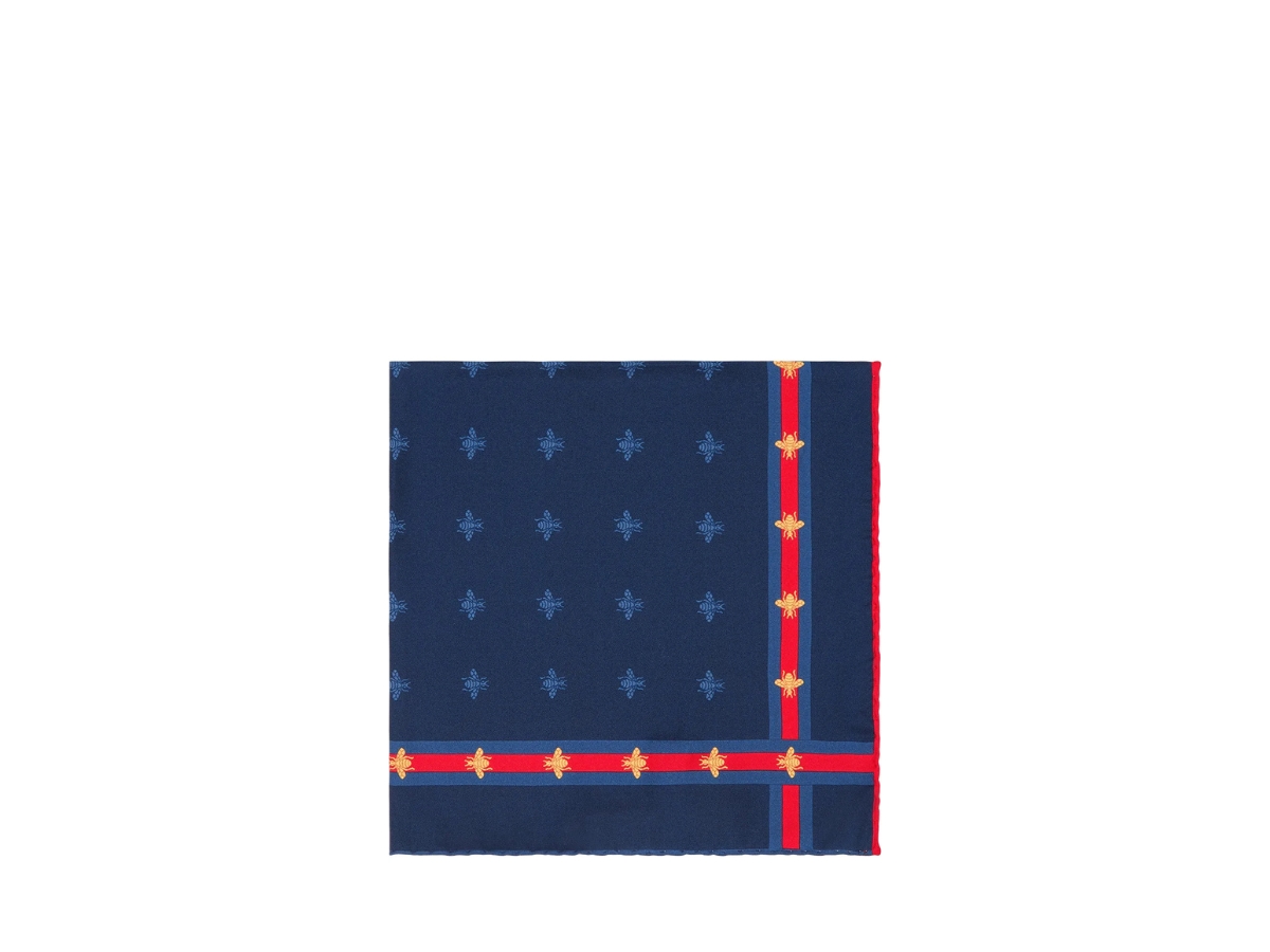 Buy Gucci Bee Pattern Silk Pocket Square Blue at Sasom – Authentic and Ready to Ship