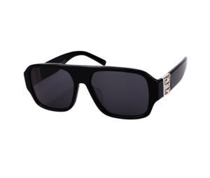 Givenchy GV40007U-01A-57 Sunglasses In Black Acetate Frame-4G Hinges Silver With Grey Lenses