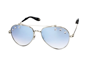 Givenchy GV7057-N-58 Sunglasses In Silver-Black Metal Frame-Star Detail With Blue Lenses