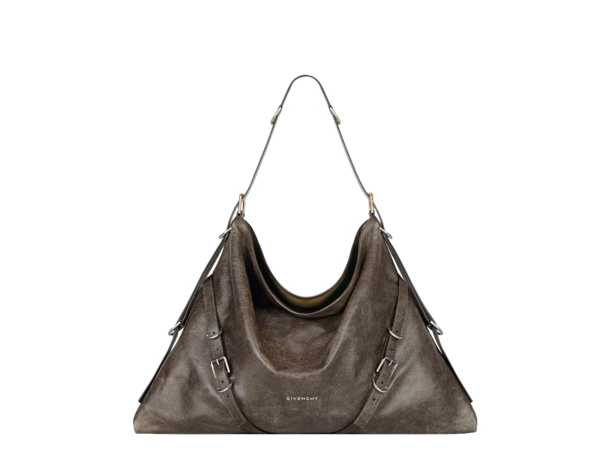Givenchy Large Voyou Bag In Tumbled Calfskin Leather Aged