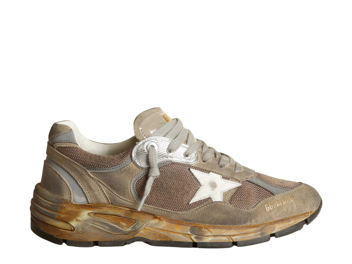 Golden Goose Dad-Star Sneakers Mesh and Suede White Dove Grey