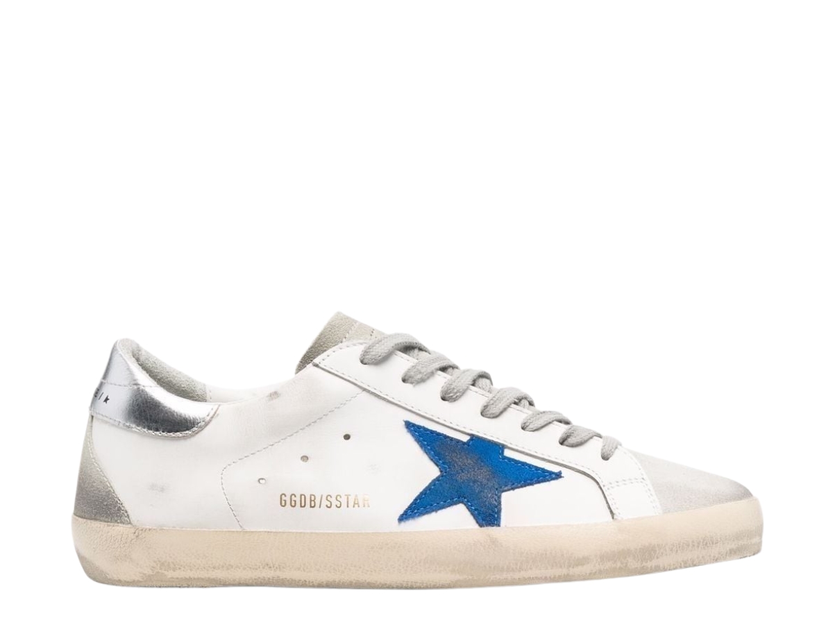 Golden goose white & blue discount superstar sneakers