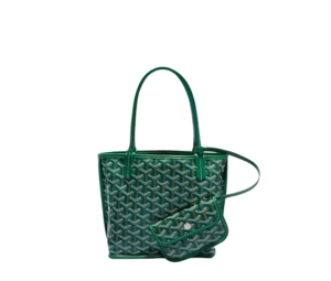 Goyard Anjou Mini Bag In Chevroches Calfskin And Goyardine Canvas Green