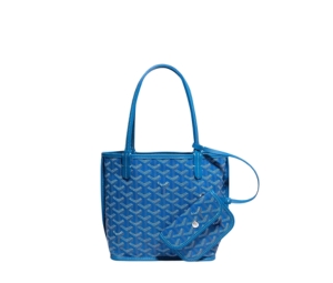 Goyard Anjou Mini Bag In Chevroches Calfskin And Goyardine Canvas Sky Blue
