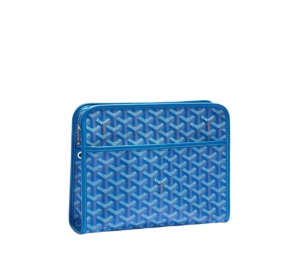 Goyard Jouvence MM Toiletry Bag In Goyardine Canvas And Chevroches Calfskin With Palladium Hardware Sky Blue