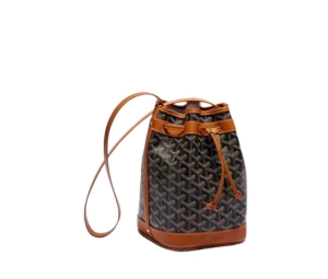 Goyard Petit Flot Bucket Bag In Goyardine Canvas-Chevroches Calfskin With Palladium Hardware Black-Tan