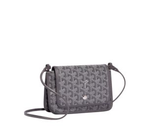 Goyard Plumet Pocket Wallet In Goyardine Canvas And Chevroches Calfskin Grey