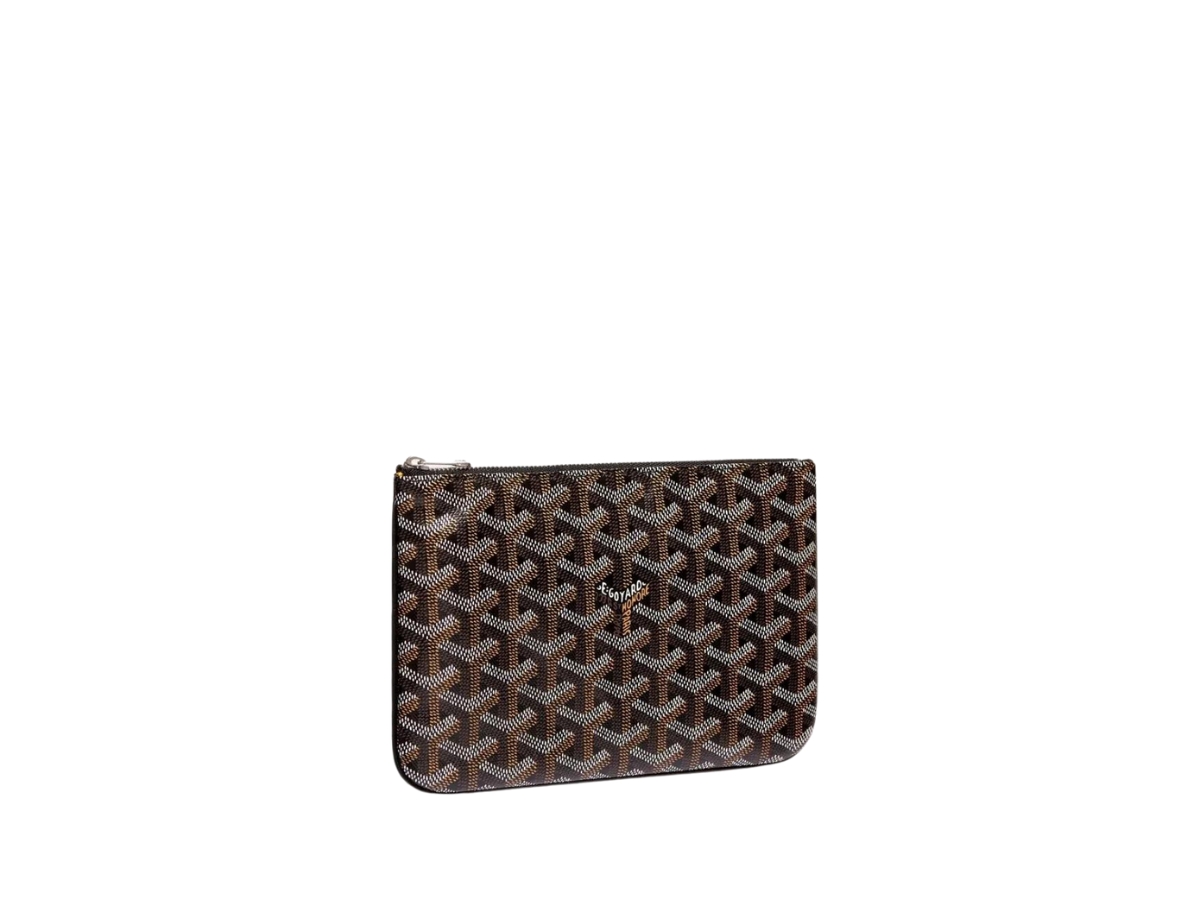 Goyard Senat Pouch Goyardine PM Black/Tan in Canvas with Silver