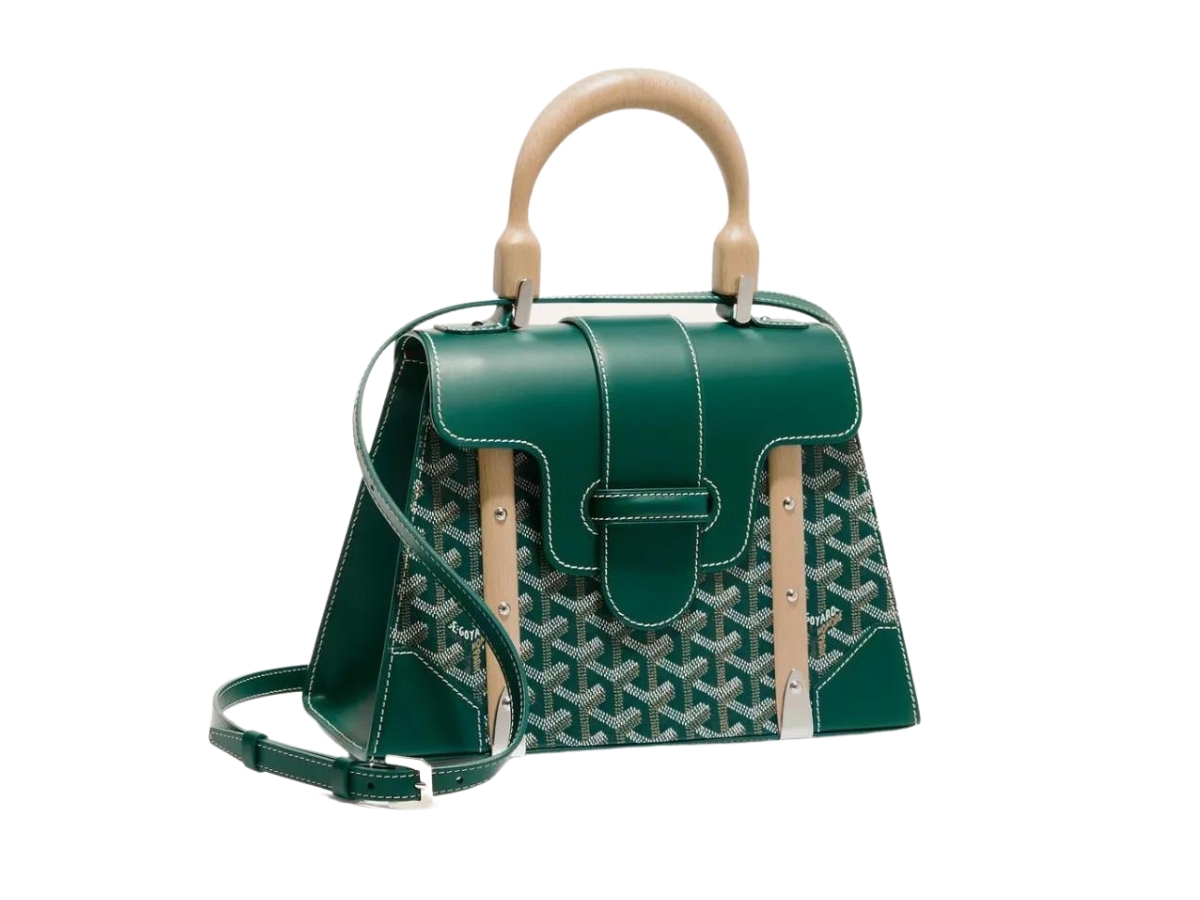 GOYARD  GREEN MINI SAIGON IN GOYARDINE CANVAS AND CALFSKIN WITH A