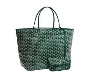 Goyard Saint Louis GM Bag In Goyardine Canvas-Chevroches Calfskin With Palladium Hardware Green