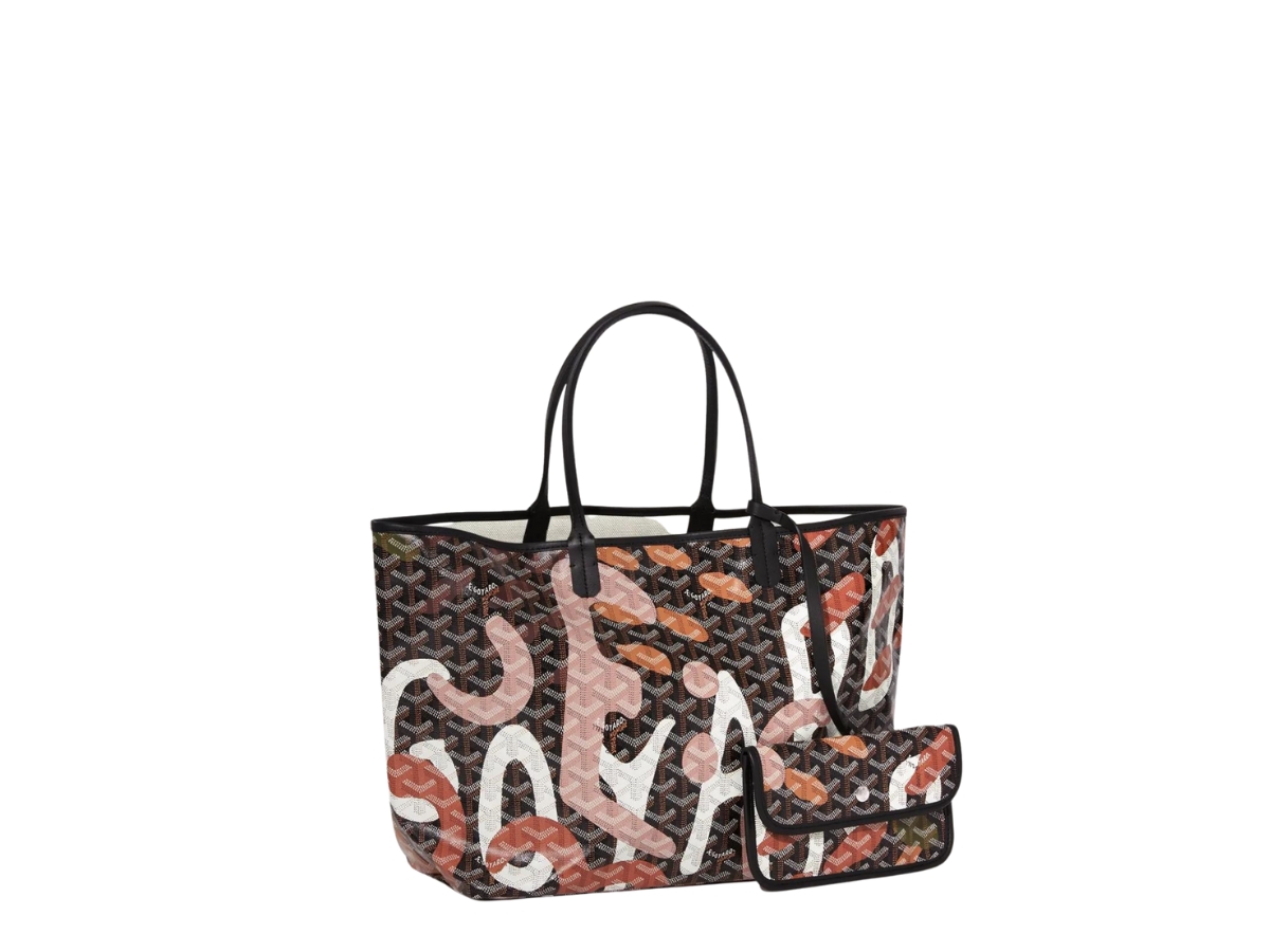 Goyard St Louis Pm Tote Bag Lettres Camouflage (black & Pink)